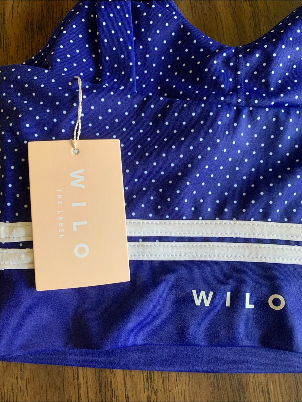 Willo Deep Blue Polka Dot Supportive Sports Bralette - Picture 8 of 8